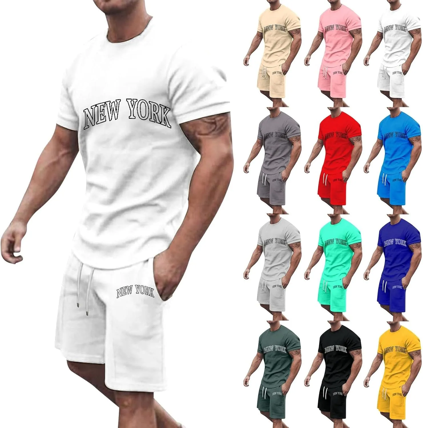 Mens Short Sets Outfits 2 Piece Tracksuits Summer Short Sleeve Shirt and Shorts Set Beach Vacation Outfit Mens Undershirts