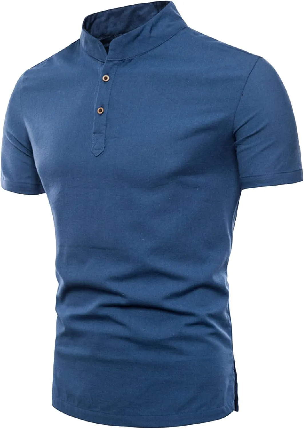 Men's Short Sleeve Cotton Linen Shirt Beach Button Down Henley Shirts Casual Shirt Summer Yoga Polo Tops