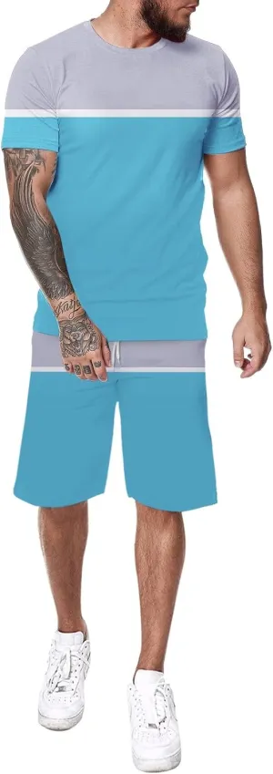 Mens Short Sleeve Polo Shirt & Shorts Set Summer Tracksuit Casual Outfit Men Beach Outfits Sets