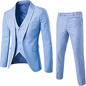Mens Suit 3 Piece Slim Fit Blazer Vest Pants Set Suits for Men Formal Fashion One Button Solid Jacket Business Suit