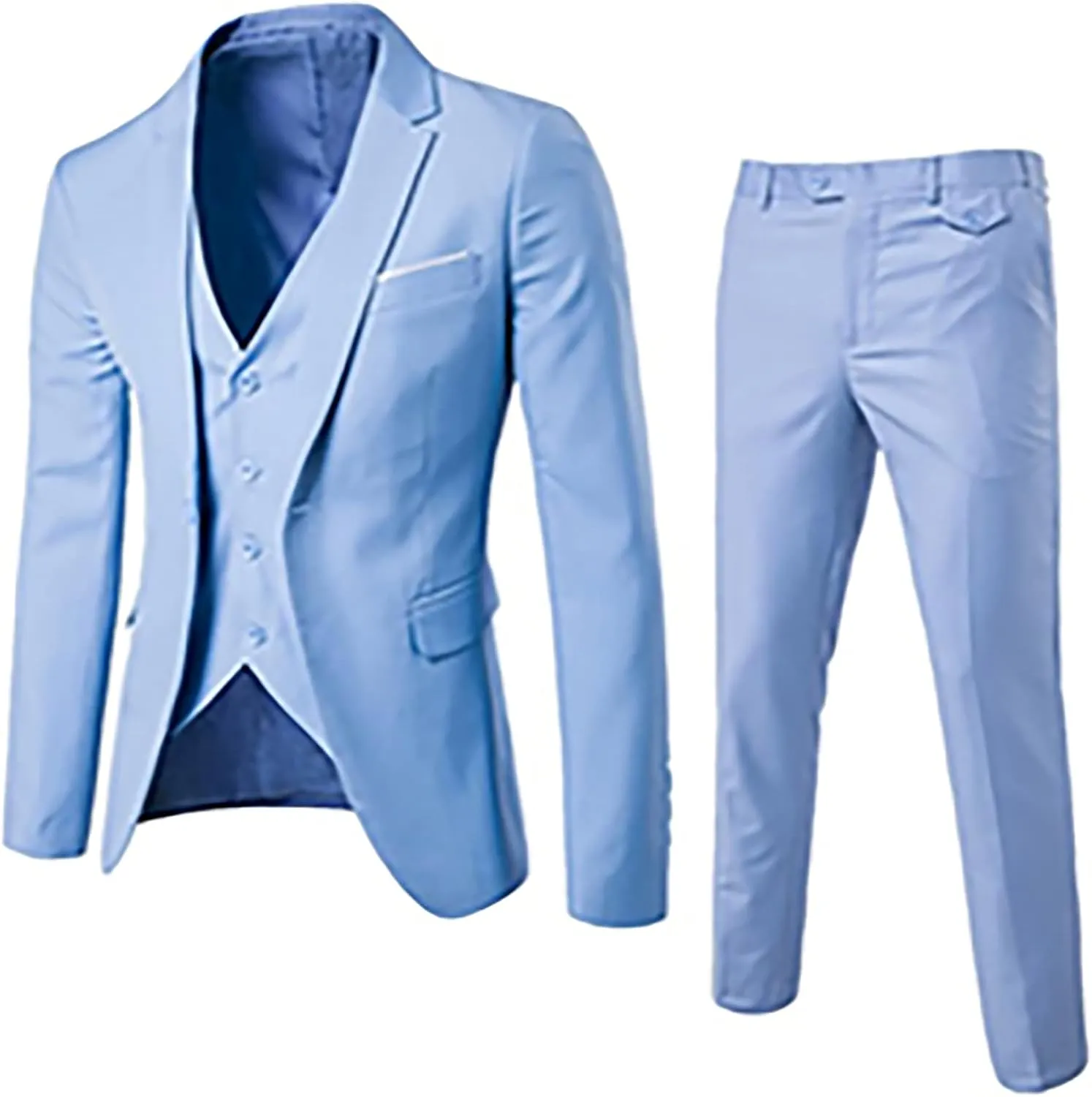 Mens Suit 3 Piece Slim Fit Blazer Vest Pants Set Suits for Men Formal Fashion One Button Solid Jacket Business Suit