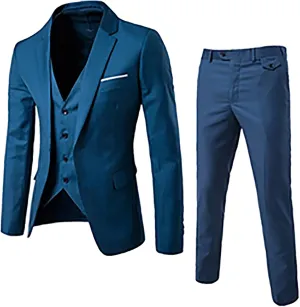 Mens Suit 3 Piece Slim Fit Blazer Vest Pants Set Suits for Men Formal Fashion One Button Solid Jacket Business Suit
