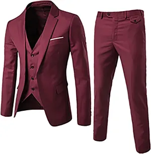 Mens Suit 3 Piece Slim Fit Blazer Vest Pants Set Suits for Men Formal Fashion One Button Solid Jacket Business Suit