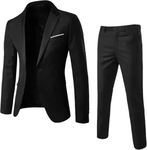 Mens Suits Classic Fit 2 Piece Slim Fit Jacket Pants Wedding Formal Outfits Groomsmen Suits Prom Homecoming Tuxedos