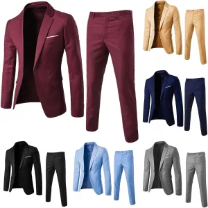 Mens Suits Classic Fit 2 Piece Slim Fit Jacket Pants Wedding Formal Outfits Groomsmen Suits Prom Homecoming Tuxedos