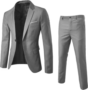 Mens Suits Classic Fit 2 Piece Slim Fit Jacket Pants Wedding Formal Outfits Groomsmen Suits Prom Homecoming Tuxedos