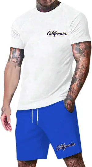 Men's Summer Beach Outfits 2 Piece Shirt Shorts Set Hawaiian Sport Big and Tall Short Sets Comfort Tracksuits
