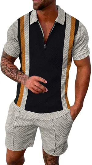 Mens Tennis Shirts Men's Summer Shorts Set 2 Piece Outfits Hawaiian Vacation Beach Outfit Athletic Hiking Jogger Suit Tracksuit Cotton Undershort