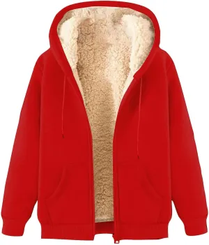 Men's Zip Up Hoodies Heavyweight Fleece Lined Sweatshirts Jacket Winter Windproof Warm Thick Sherpa Hooded Sweatshirt