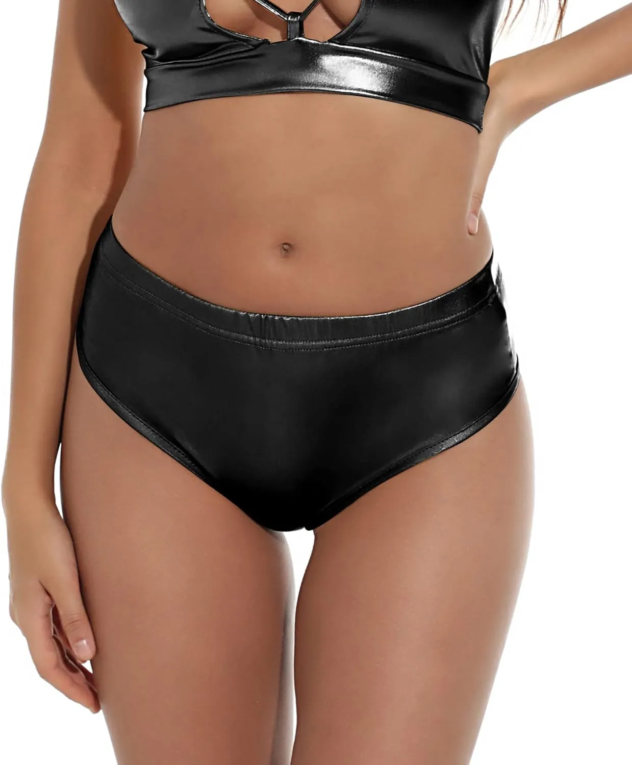 Metallic Booty Shorts Shiny Cheeky High Waisted Bottoms for Raves, Festivals, Dancings