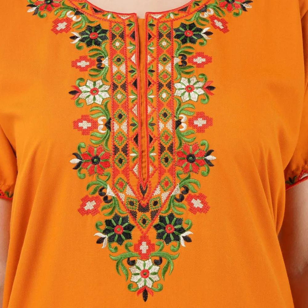 Multifloral Embroidery Night Gown