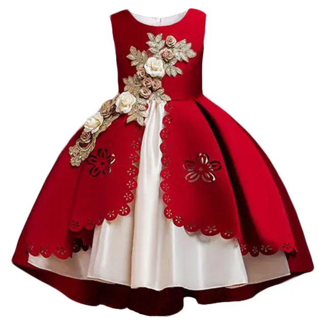 New Baby Girls Flower Dress Christmas Princess Wedding Elegant Kids Elegant Dresses Children Clothing Party Costume Clothes