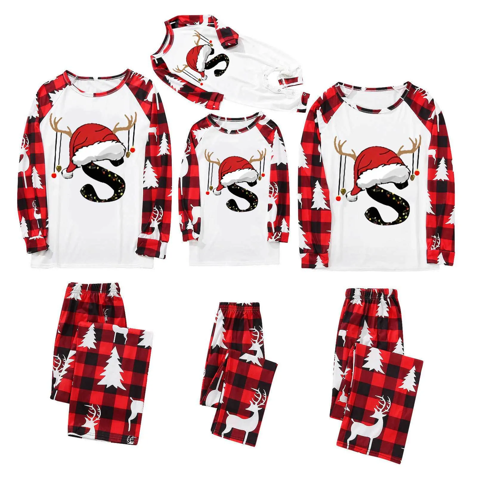 New Christmas 26 Letter Parent-Child Pajama Set