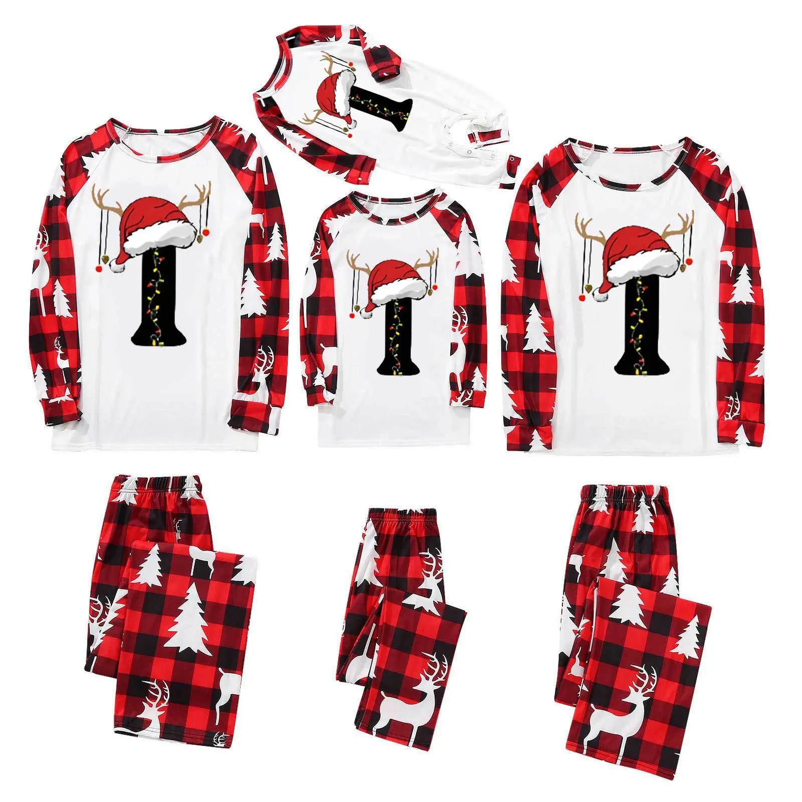 New Christmas 26 Letter Parent-Child Pajama Set
