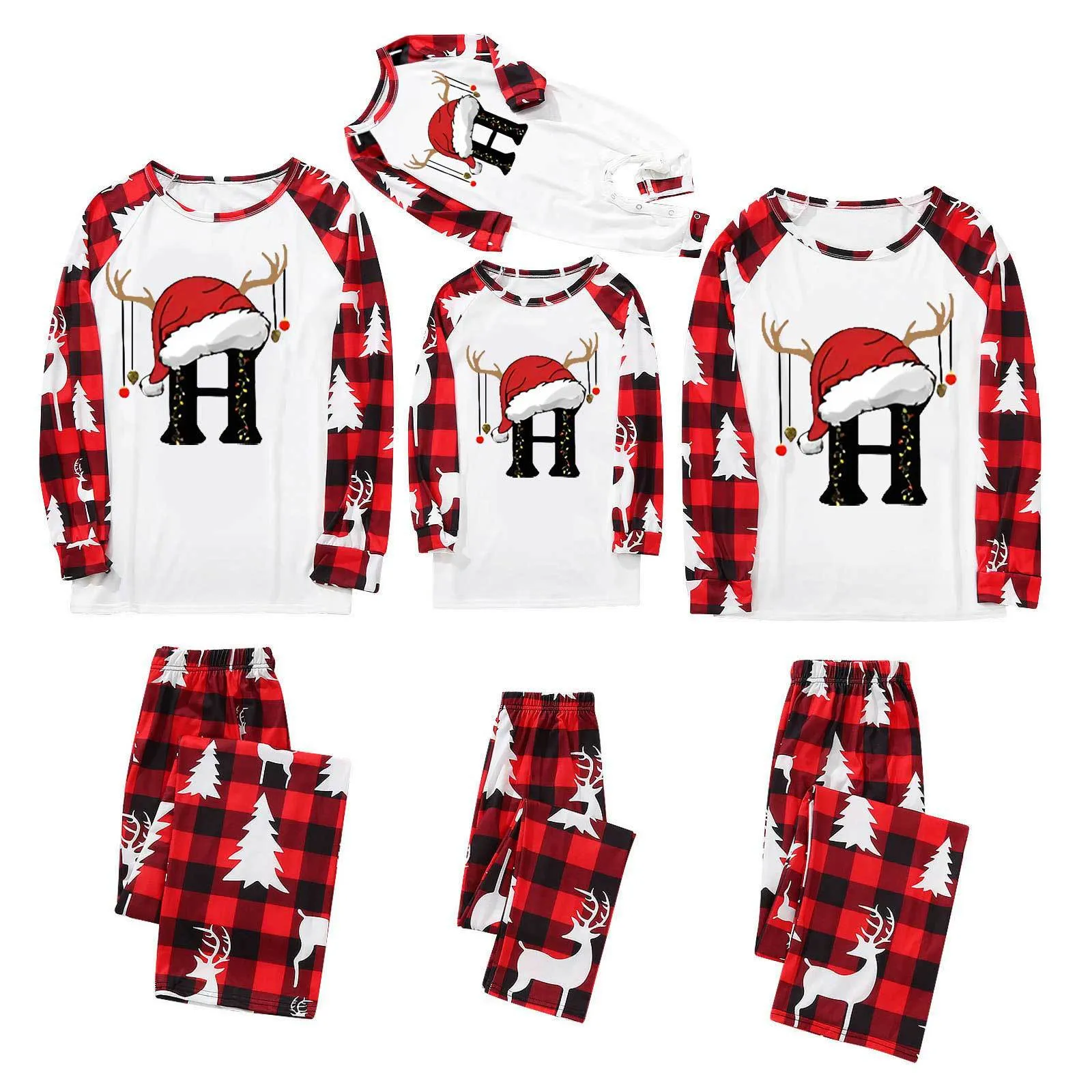 New Christmas 26 Letter Parent-Child Pajama Set