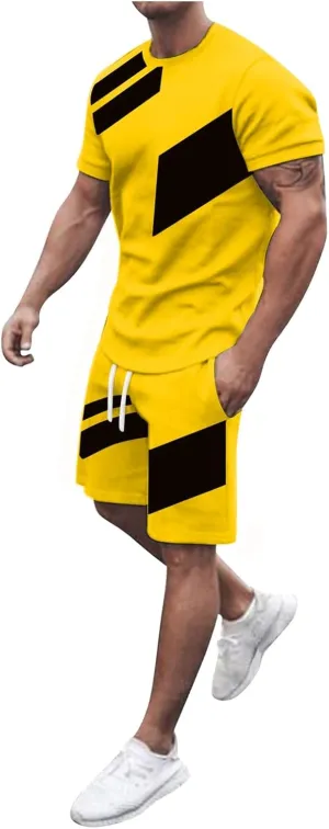 Nursing Tank Tops Men's 2 Piece Outfit Crewneck Short Sleeve Tee and Drawstring Shorts Tracksuits Suit Summer Sports Beach Sets Breeches