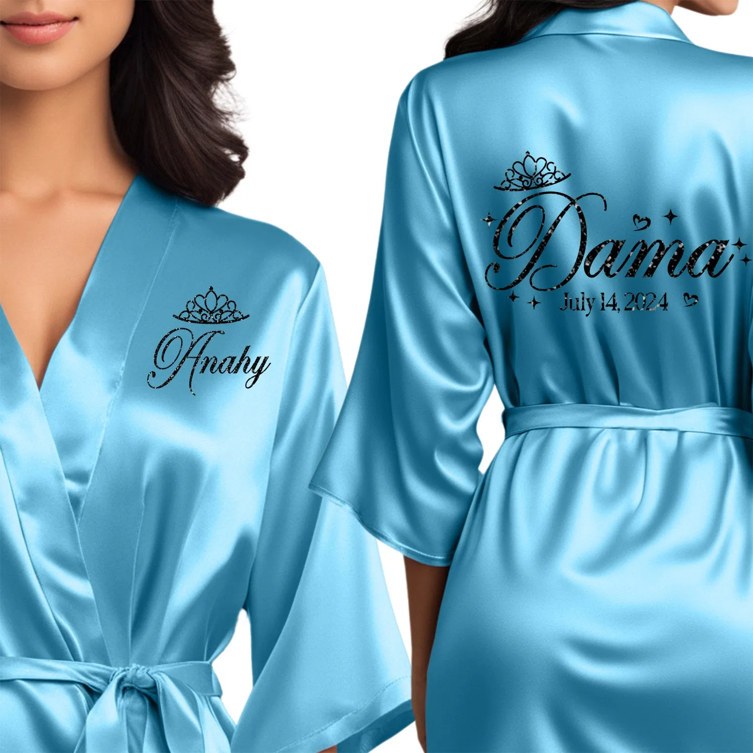 Ocean blue Mis Quince Años Robes, Pretty Quinceañera Robes, Robes for Mama de Quince | Quinceañera Gift