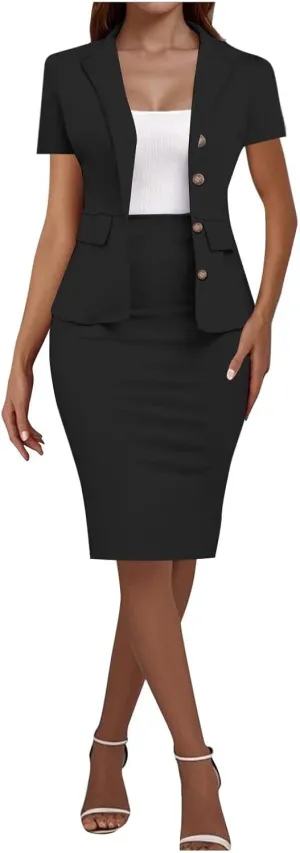 Office Womens Blazer, Fashion Elegantes Professional Lightweight Formal Business Womens Suits 2 Piece Set