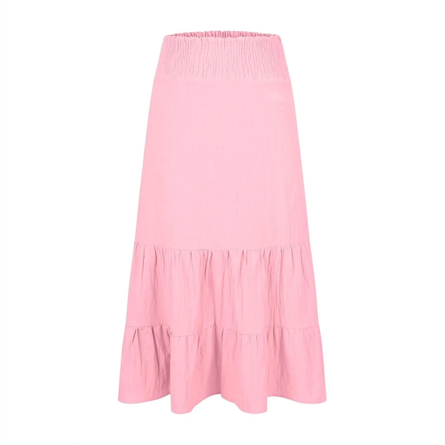 Oplxuo Women's Maxi Skirts Summer Casual Ruffle Tiered Pleated Elastic High Waist Flowy Swing Long Skirts