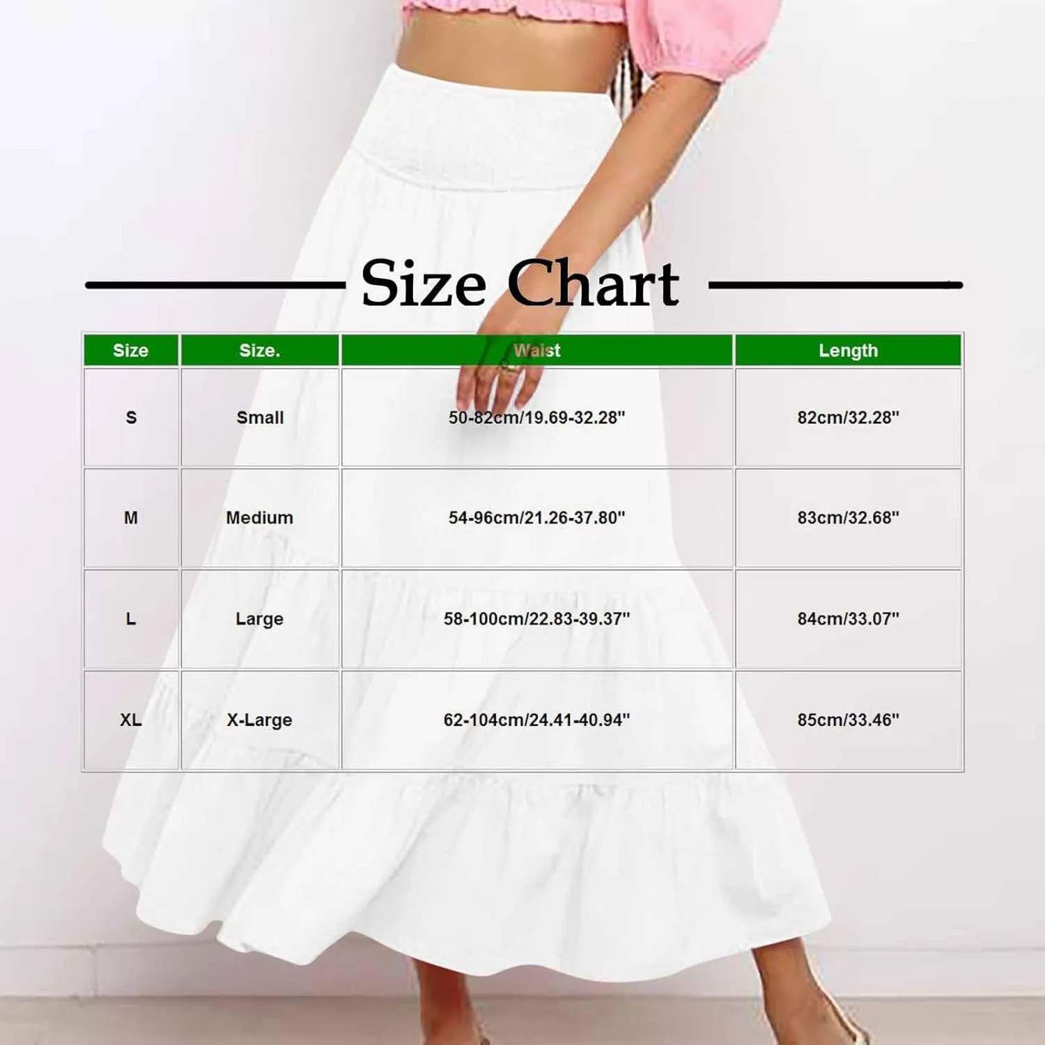 Oplxuo Women's Maxi Skirts Summer Casual Ruffle Tiered Pleated Elastic High Waist Flowy Swing Long Skirts