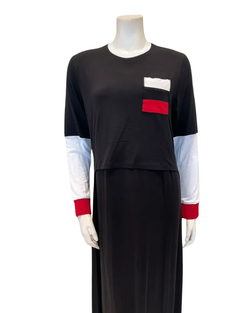 ORD Red and White Black Modal Nursing Nightgown