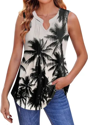 Oversized Graphic Tees for Women Summer Graphic Tops Sleeveless V Neck Tshirt Loose Fit Casual Tank Tunic Blouses