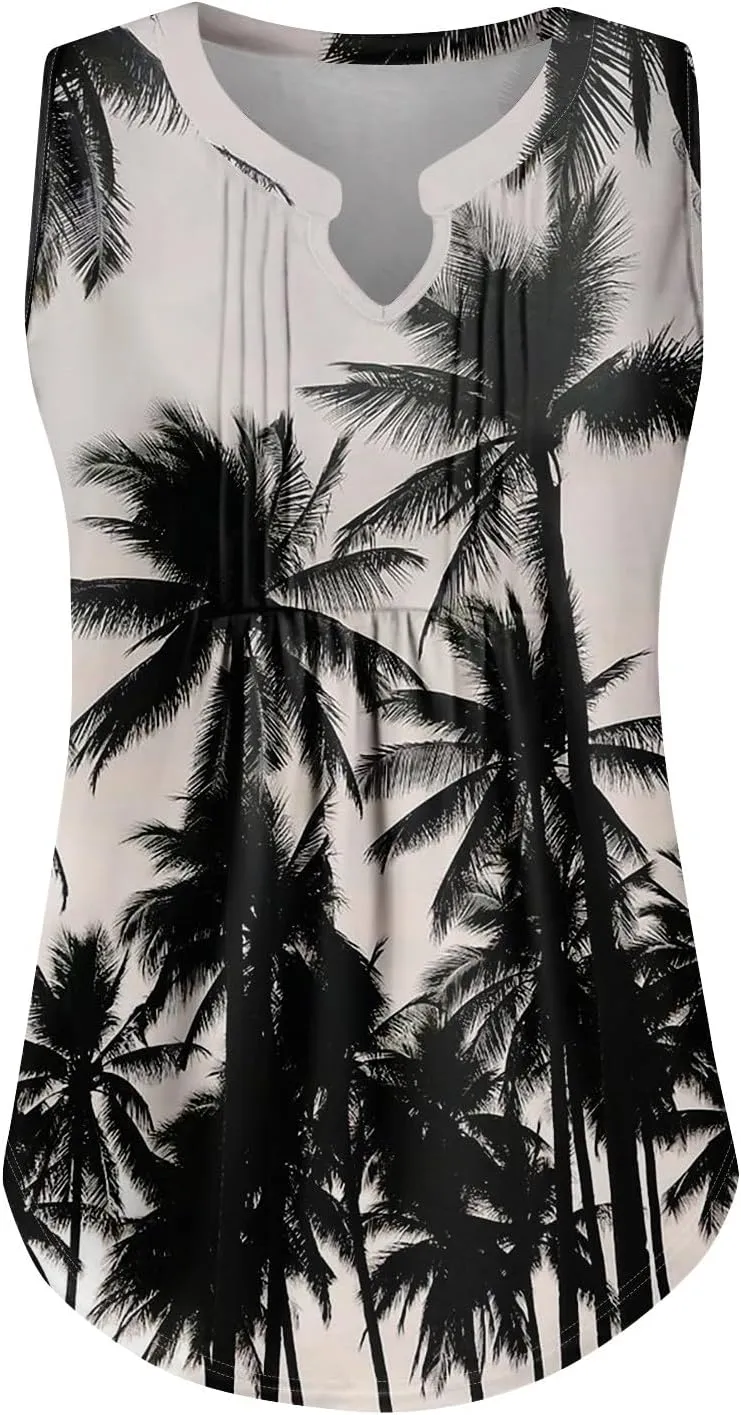 Oversized Graphic Tees for Women Summer Graphic Tops Sleeveless V Neck Tshirt Loose Fit Casual Tank Tunic Blouses