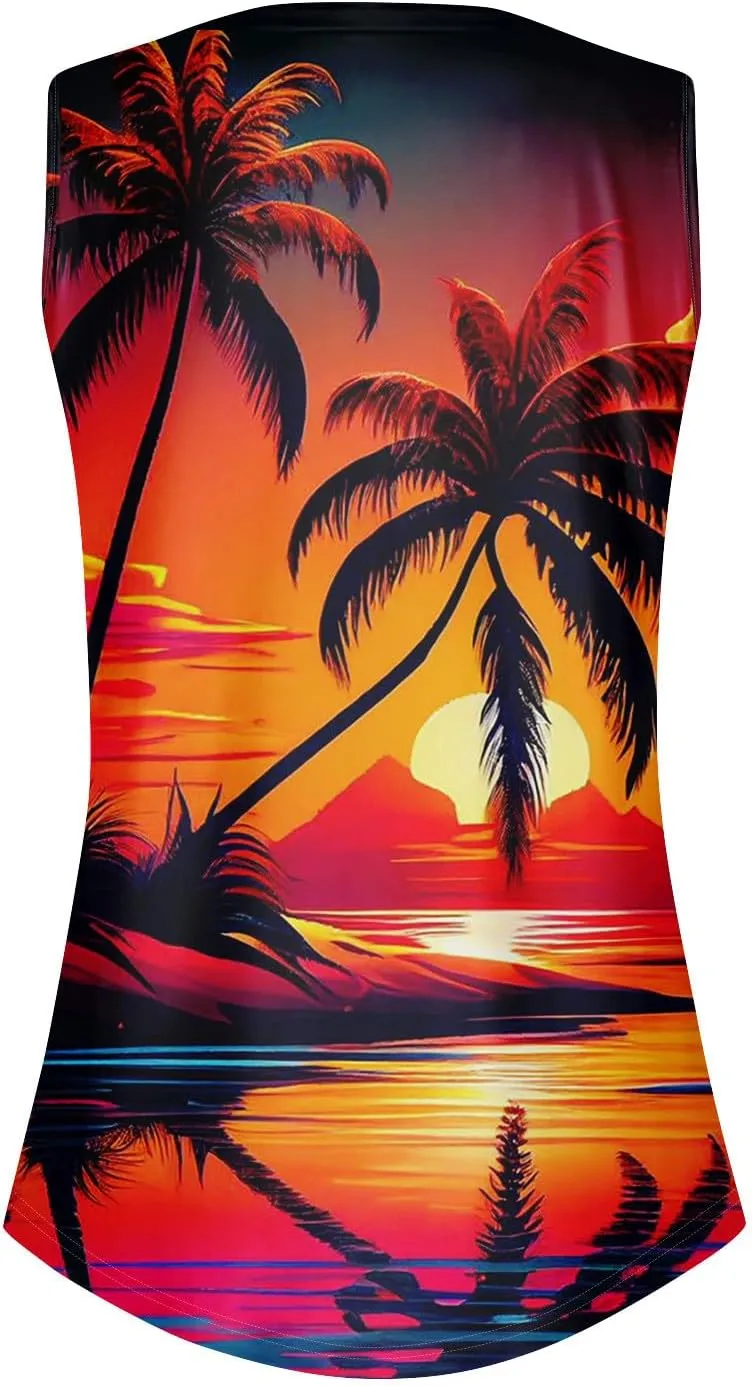 Oversized Graphic Tees for Women Summer Graphic Tops Sleeveless V Neck Tshirt Loose Fit Casual Tank Tunic Blouses