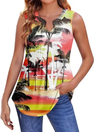 Oversized Graphic Tees for Women Summer Graphic Tops Sleeveless V Neck Tshirt Loose Fit Casual Tank Tunic Blouses
