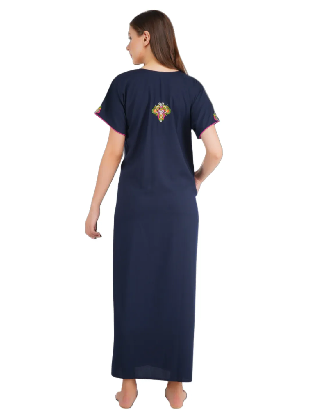 Paan shaped Embroidery Nightgown