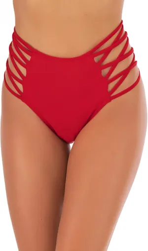 Panegy Women's High Waisted Bikini Bottoms Tummy Control Strappy Bathing Suit Bottom