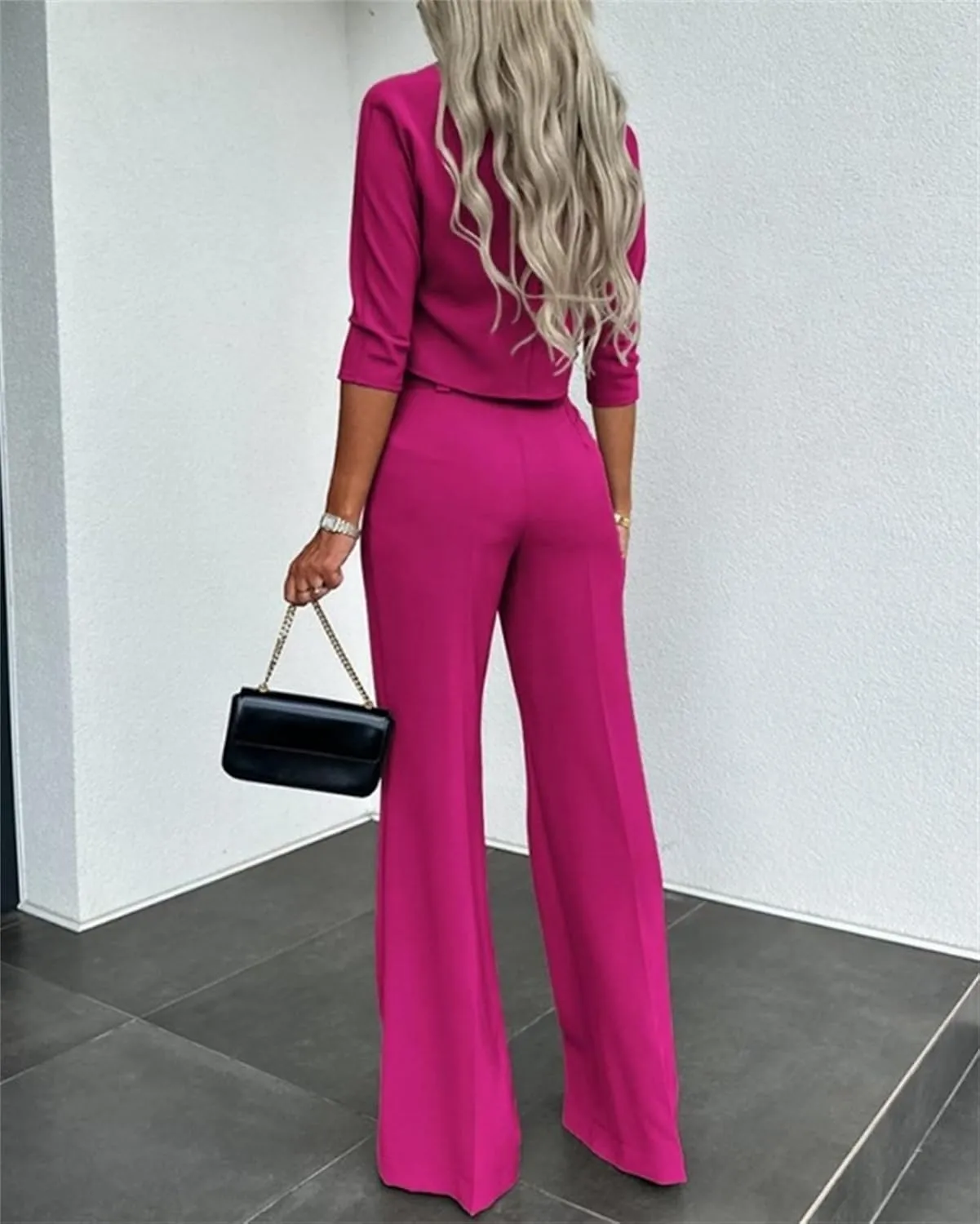 Pants Sets Women 2 Piece Outfits Casual Long Sleeve Commuting Sets and High Waist Long Pants Work Business Sets