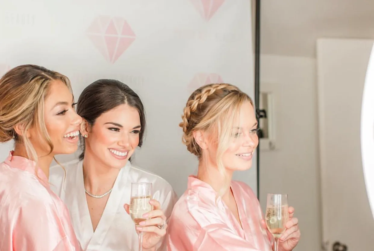 Peach Satin Kimono Robe