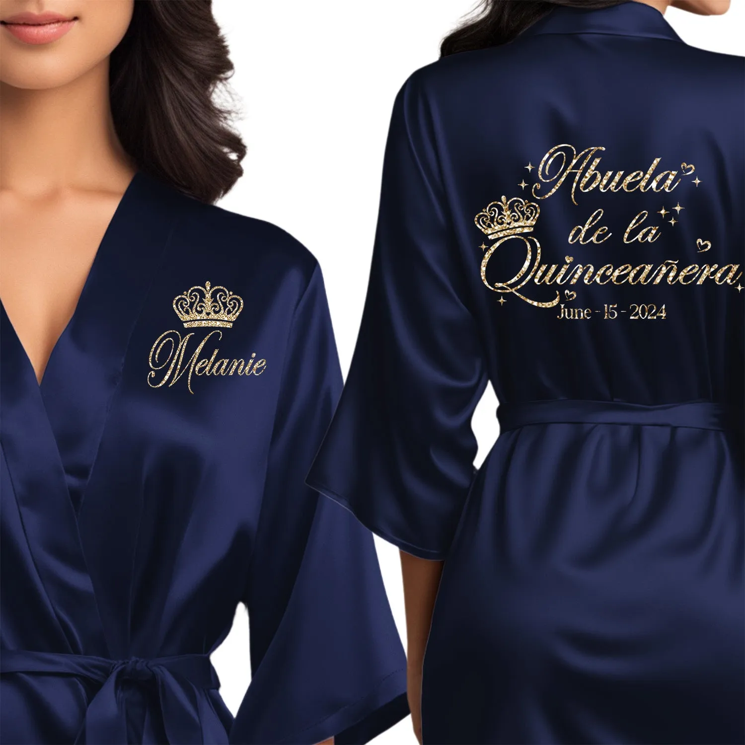 Personalized Navy Blue Mis Quince Años Robes