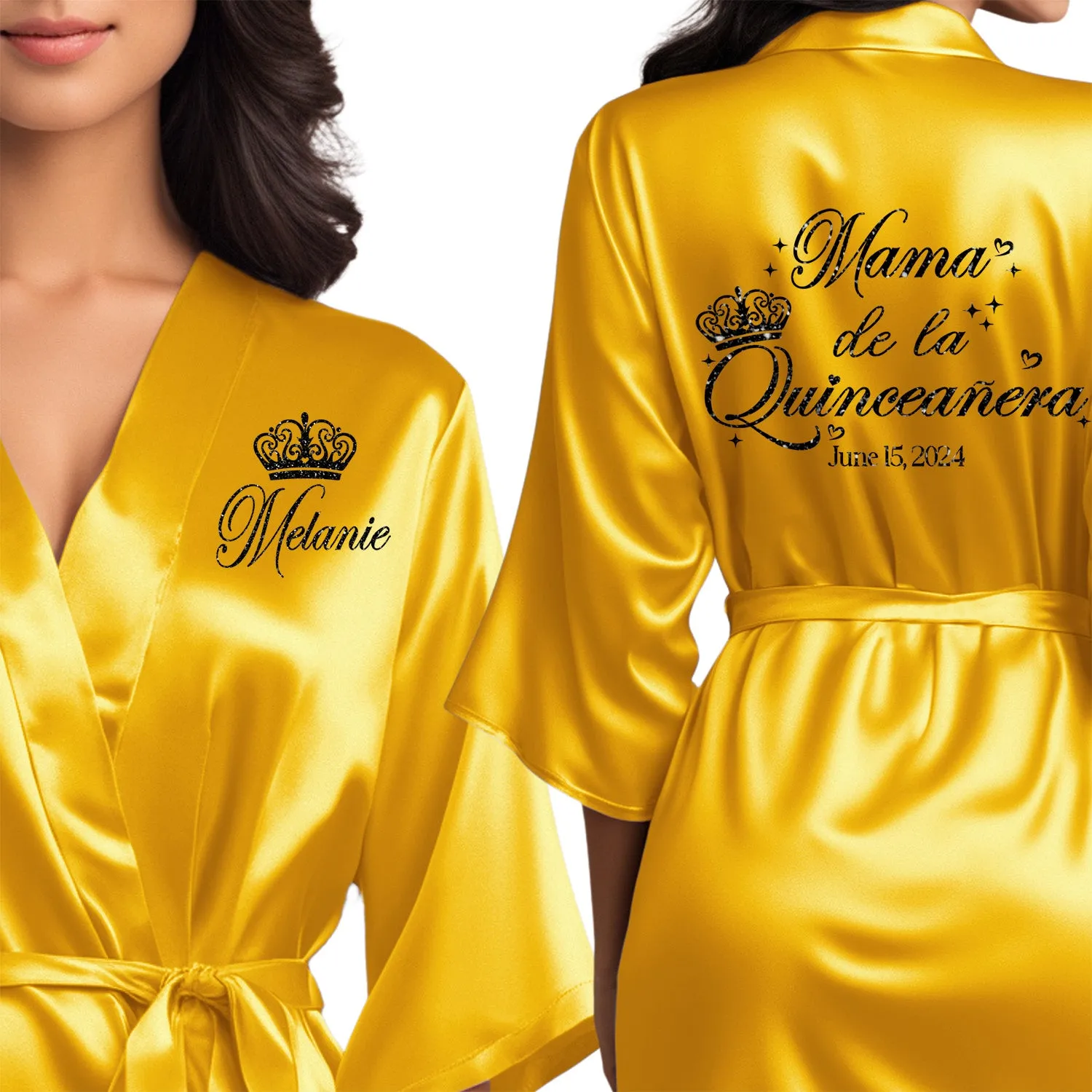 Personalized Yellow Gold Mis Quince Años Robes