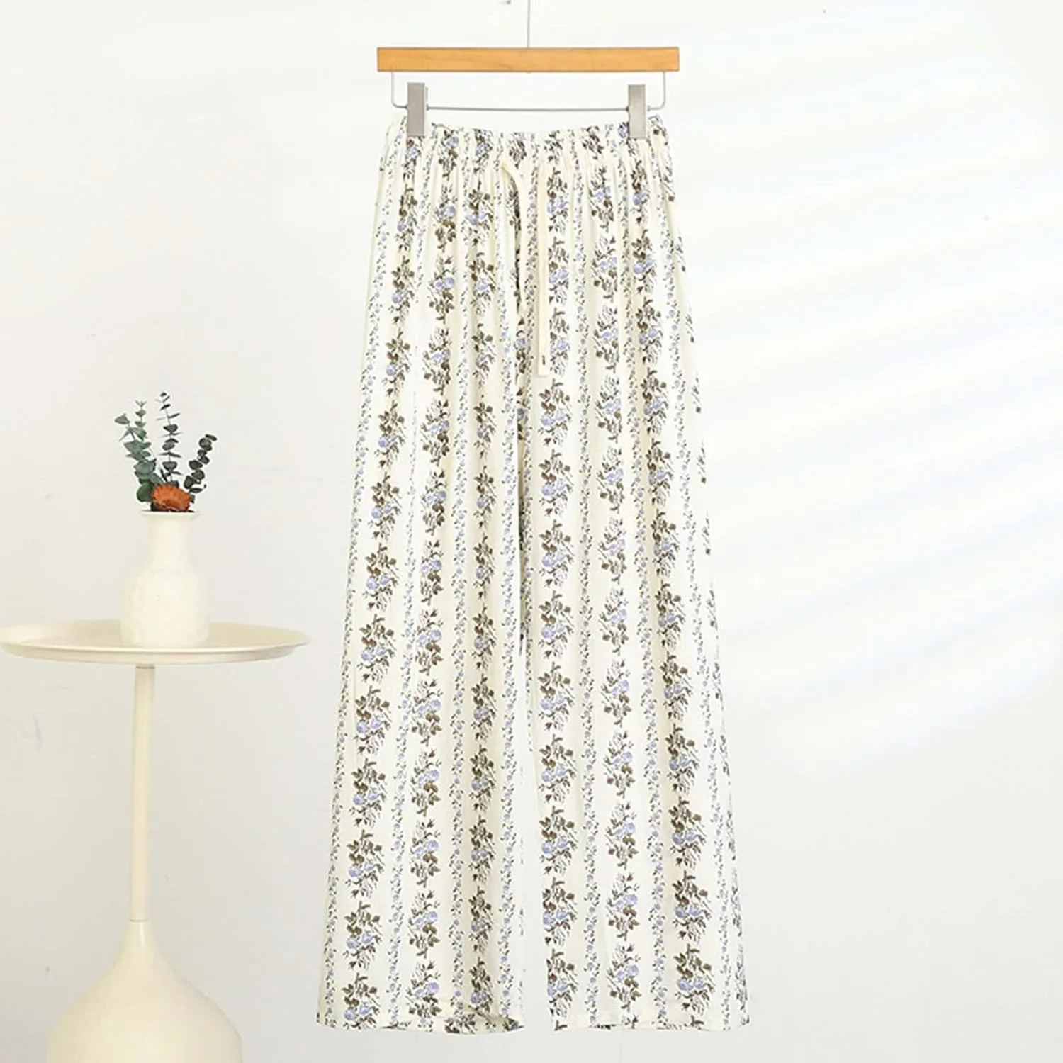Plus Size Pajama Pants for Women Summer Wide Leg Loose Elastic Waist Palazzo Lounge Pants Comfy Sleep Pj Bottoms