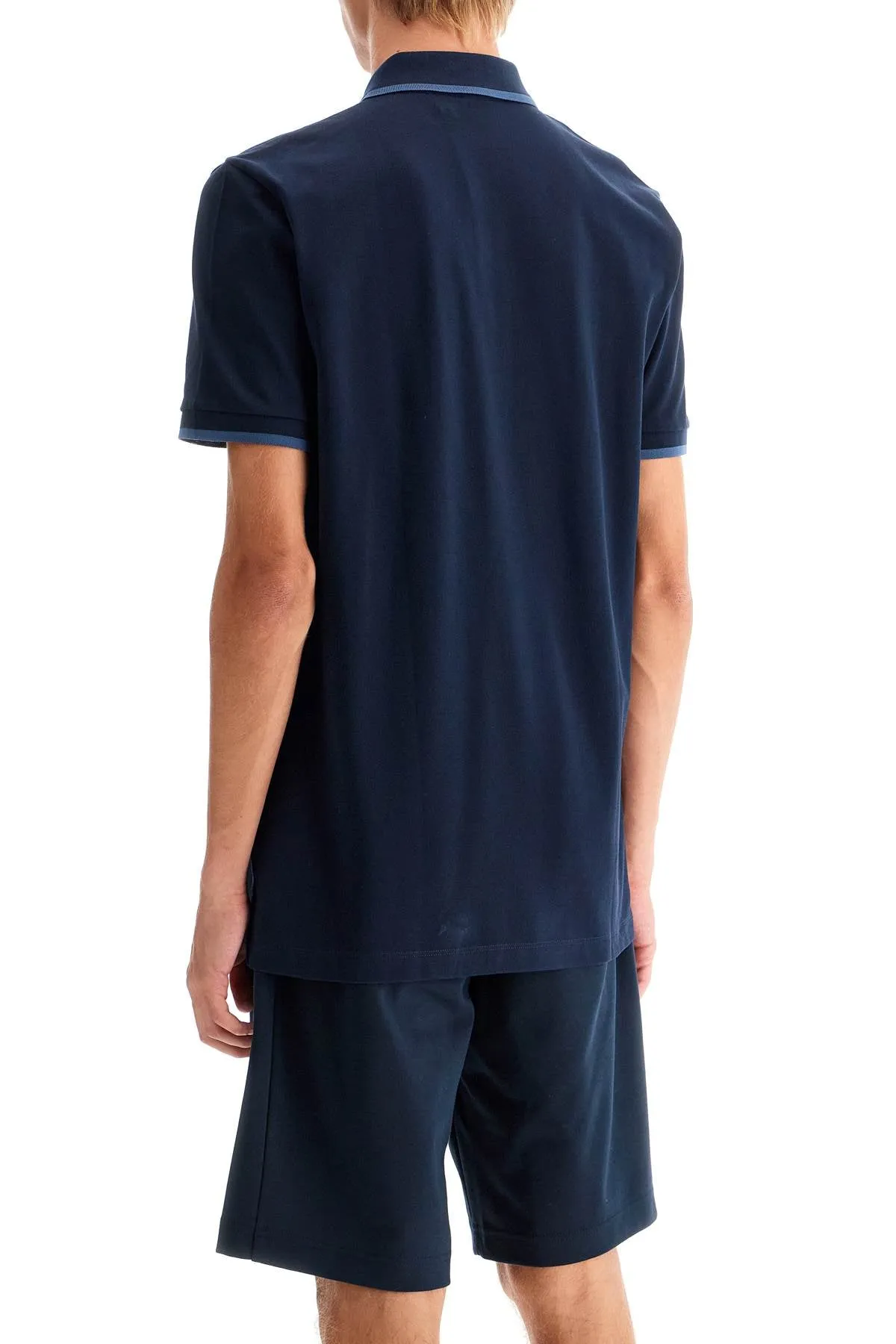 polo shirt with contrasting edges 50494697 DARK BLUE