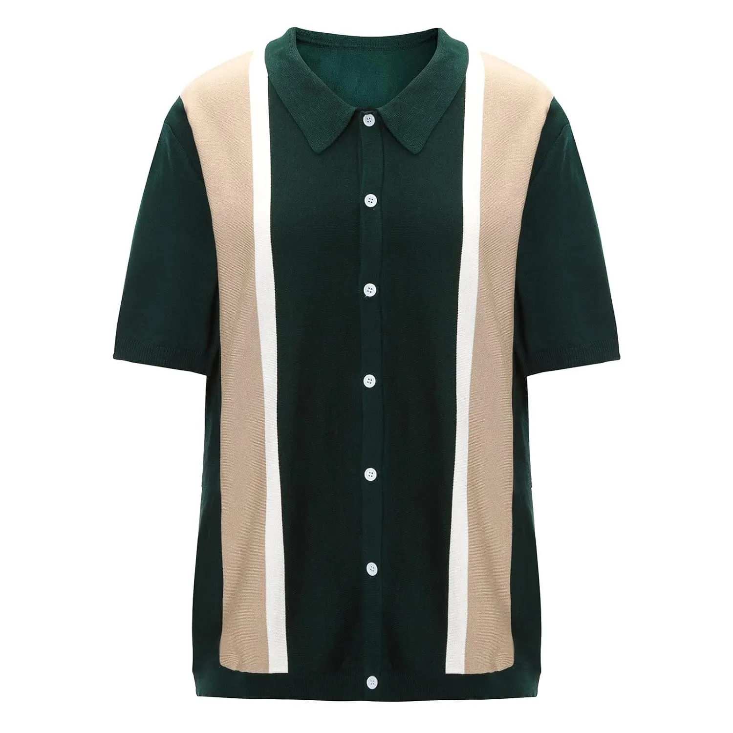 Polo Shirts for Men,Men's Vintage Stripe Knit Polo Shirts Short Sleeve Stylish Button Down Cardigan Sweater
