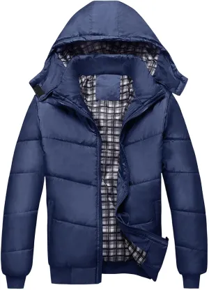 Puffer Jacket Men Lightweight Hooded Down Jacket Windproof Insulated Jacket Warm Ski Coat Padded Winter Jacket