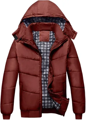Puffer Jacket Men Lightweight Hooded Down Jacket Windproof Insulated Jacket Warm Ski Coat Padded Winter Jacket