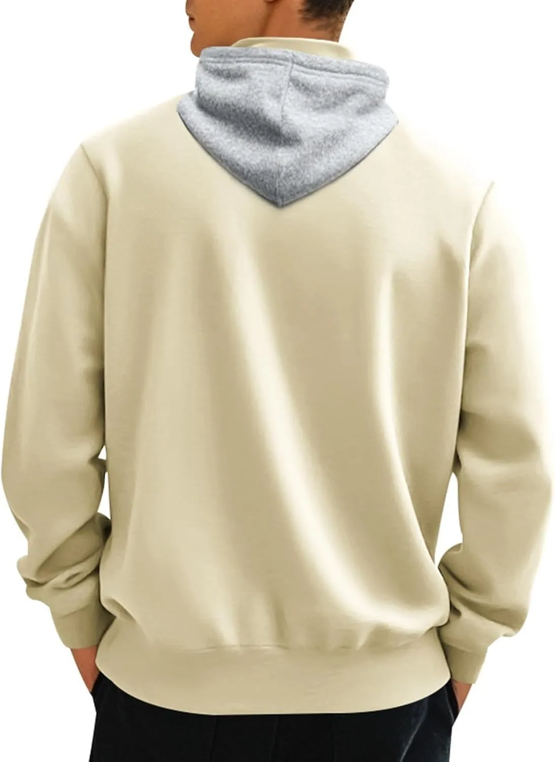 Quarter Zip Pullover Men Fleece Winter Hoodies Drawstring Fall Sweatshirts Long Sleeve Thermal Hoodies