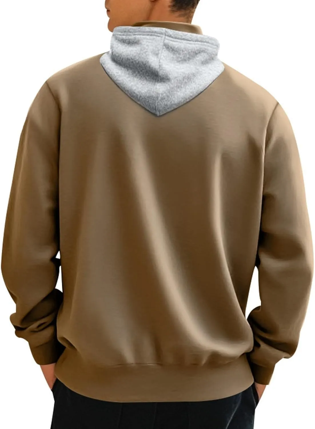 Quarter Zip Pullover Men Fleece Winter Hoodies Drawstring Fall Sweatshirts Long Sleeve Thermal Hoodies