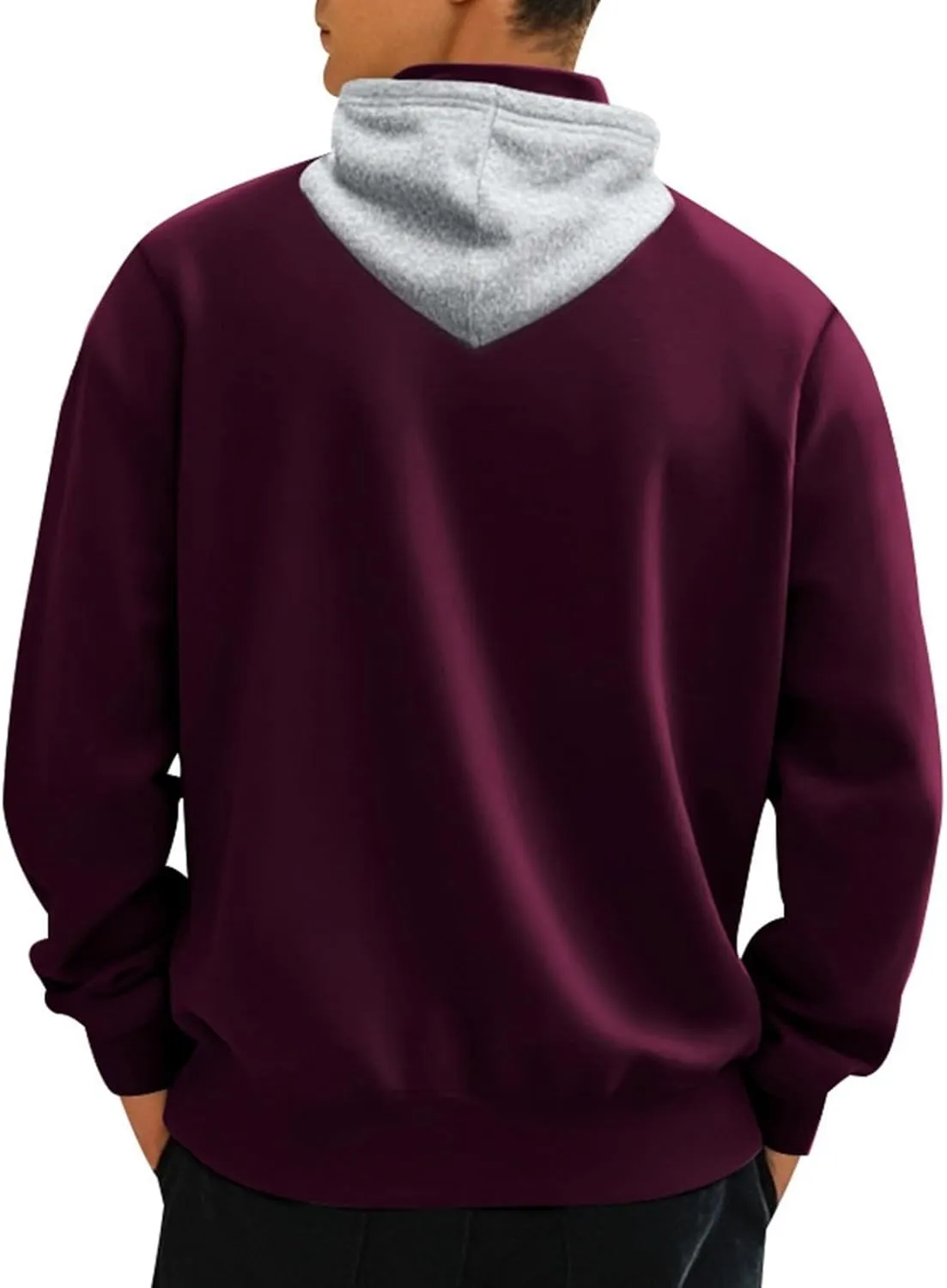 Quarter Zip Pullover Men Fleece Winter Hoodies Drawstring Fall Sweatshirts Long Sleeve Thermal Hoodies