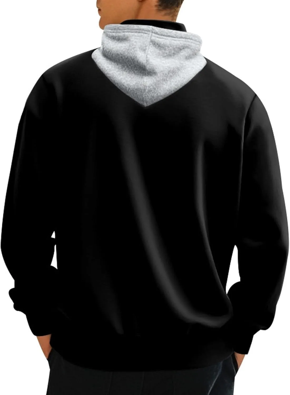 Quarter Zip Pullover Men Fleece Winter Hoodies Drawstring Fall Sweatshirts Long Sleeve Thermal Hoodies