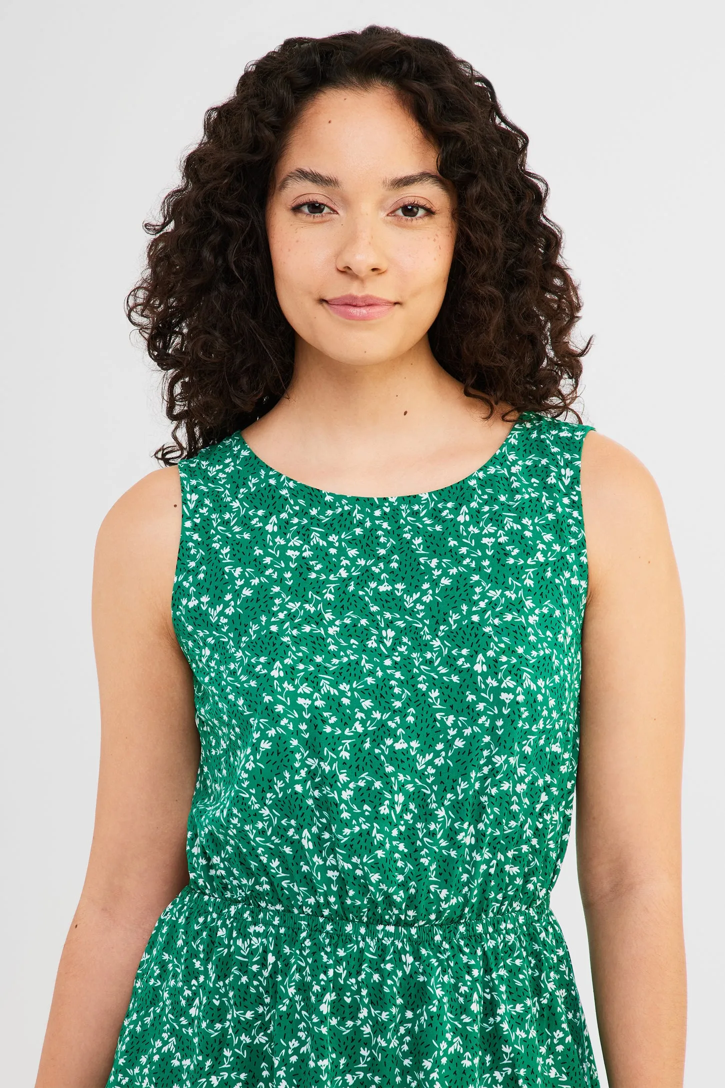 Robe dos ajouré en Challis - Femme
