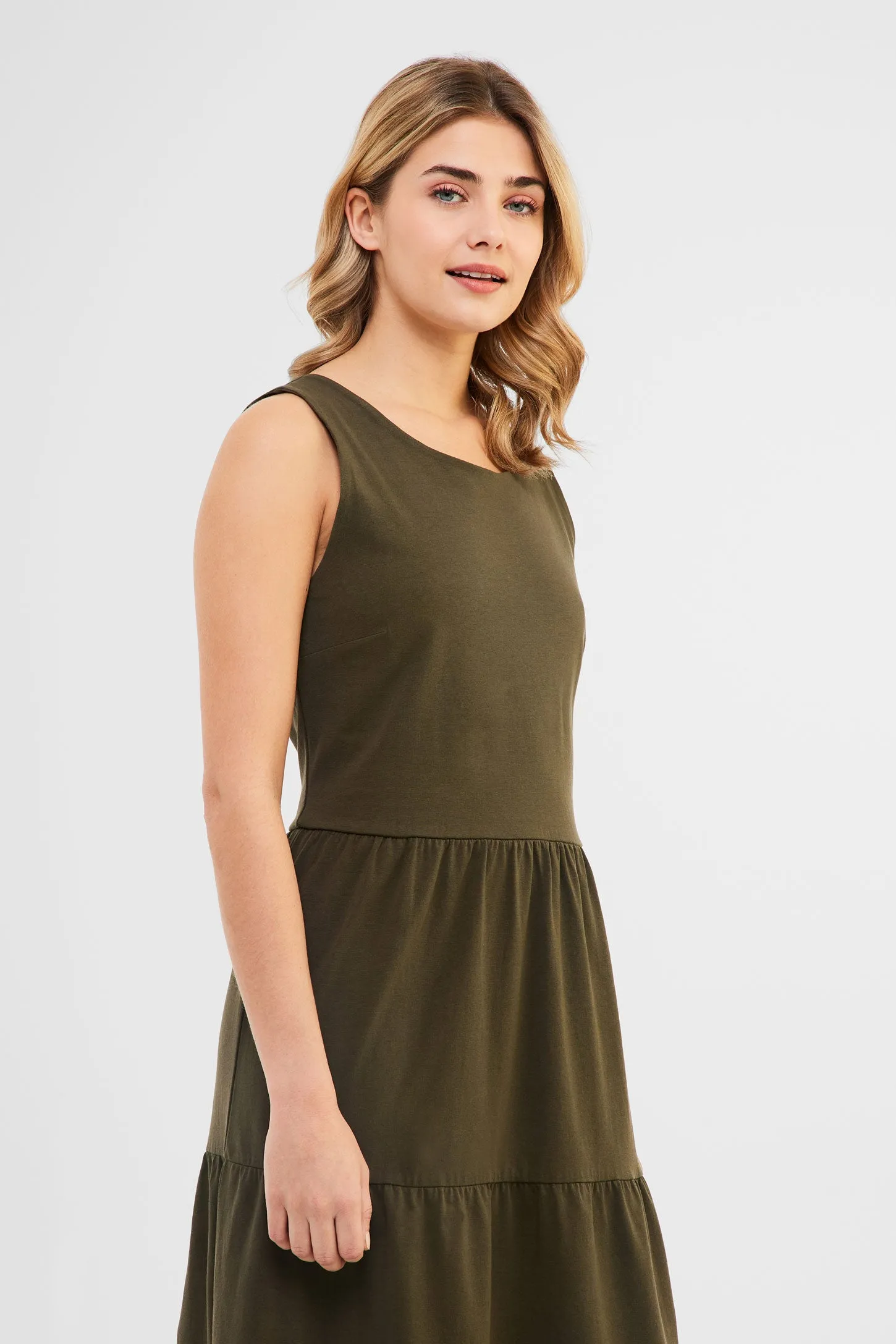 Robe longue à volants étagés - Femme