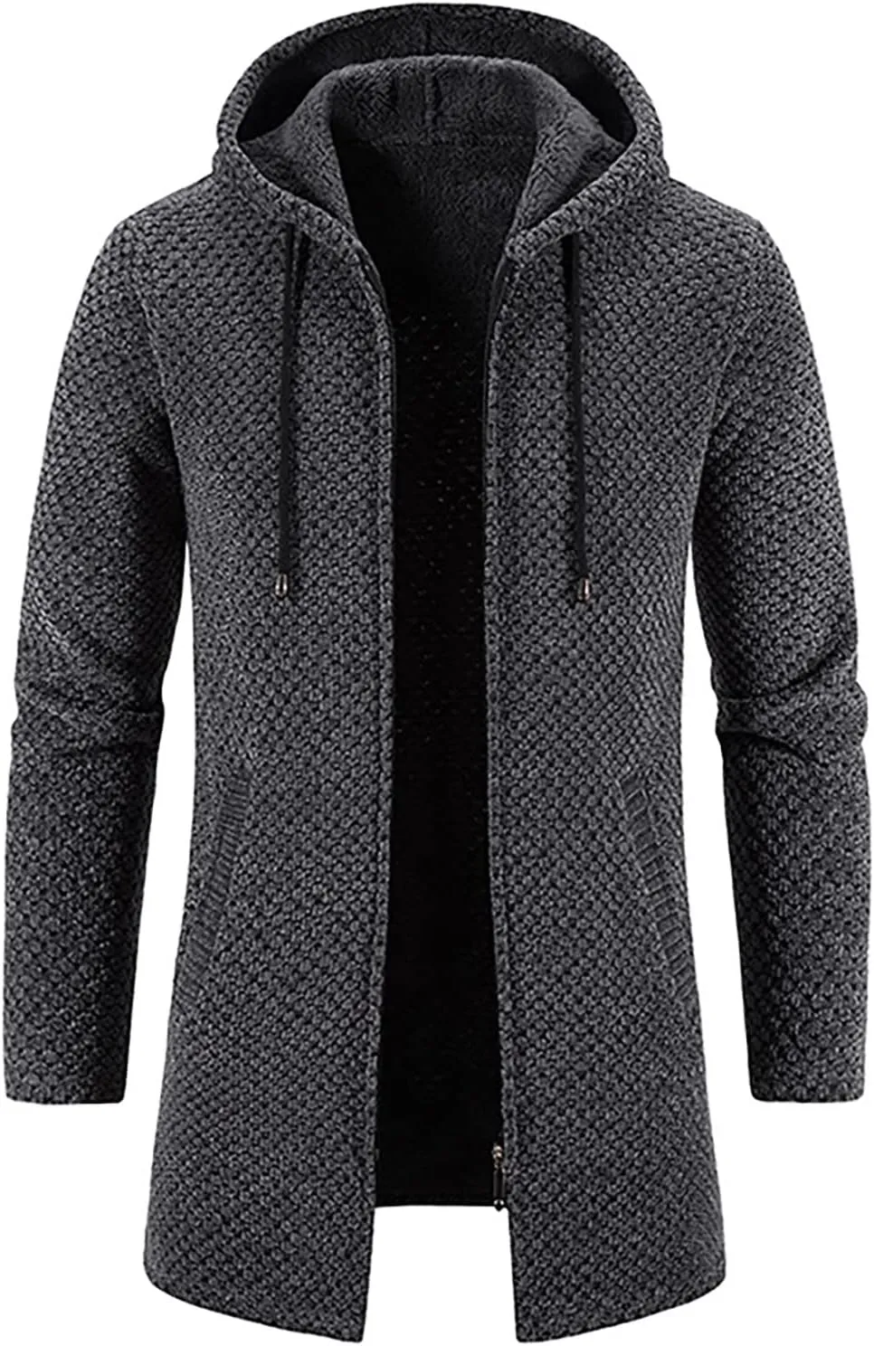 RTRDE Men's Coats Sherpa Lined Pea Coat Business Casual Trench Overcoat Long Jacket Coat, L-4XL