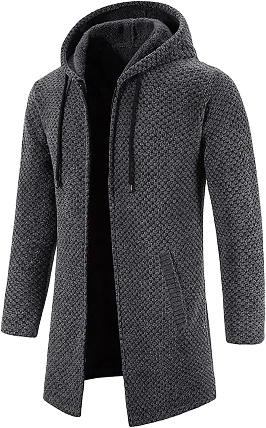 RTRDE Men's Coats Sherpa Lined Pea Coat Business Casual Trench Overcoat Long Jacket Coat, L-4XL
