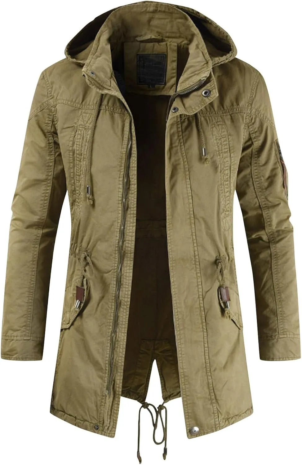 RTRDE Men's Trench Coat Long With Hood Notched Lapel Jacket Windbreaker Overcoat Pea Winter Coats For Men, M-4XL