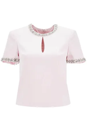 'satin top with crystals embellishments AW24 002TA P PINK